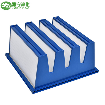 الإطار البلاستيكي V Bank Pocket Air Filter H10 Hepa Filter مع حجم هواء مرتفع