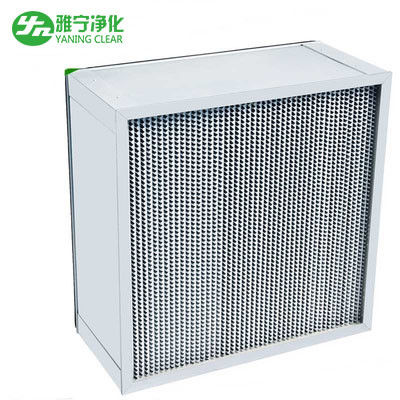 Deep Pleat HEPA Air Filter H10 - H14 إطار فولاذي مجلفن لغرفة نظيفة