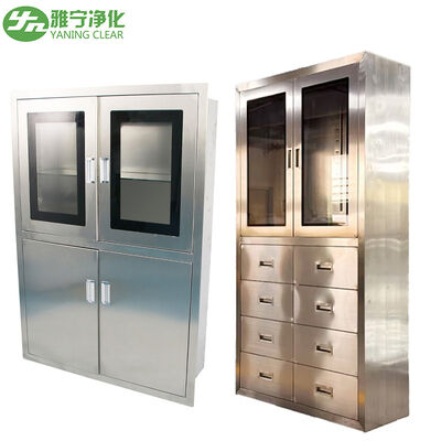 خزانة طبية من الفولاذ المقاوم للصدأ 304 ذات الباب الزجاجي مع ميزة مقاومة للرطوبة لتخزين الأدوية في المستشفى